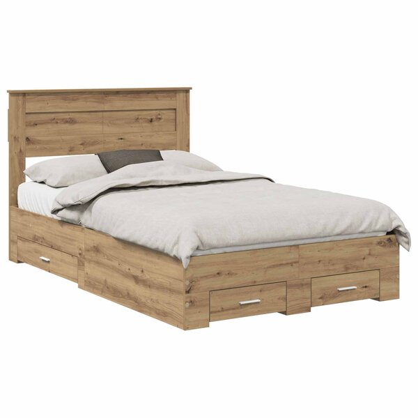 vidaXL Cadre de lit Chêne artisanal 120 x 190 cm Bois d'ingénierie