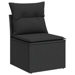 vidaXL Salon de jardin 6 Pièces avec coussins noir résine tressée