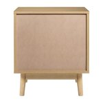 Chevet 1 tiroir - Décor chene et vert - Pieds en bois massif - L 45 x P 40 x H 52 cm - GARDENIA