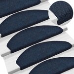 vidaXL Tapis d'escalier autocollants 30 pièces 65 x 21 x 4 cm Bleu marine Demi-rond Grand