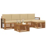 vidaXL Ensemble de canapés d'extérieur 6 Pièces Naturel et Beige