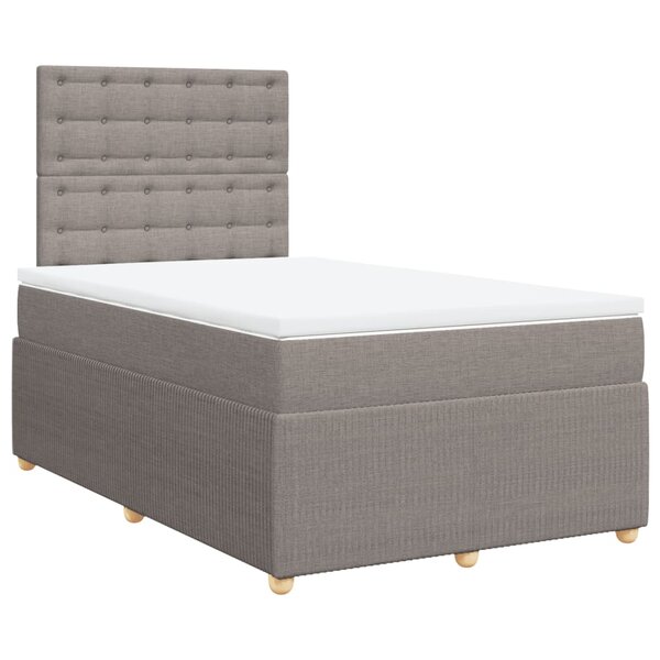 vidaXL Sommier à lattes de lit avec matelas Taupe 120x200 cm Tissu