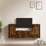 vidaXL Ensemble de meubles TV 3 Pièces Chêne fumé Bois d'ingénierie