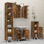 vidaXL Armoire à miroir de salle de bain Chêne fumé 80x20 5x64 cm Bois