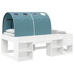 vidaXL Cadre de lit avec tunnel avec étagère 3 Pièces Blanc et bleu clair