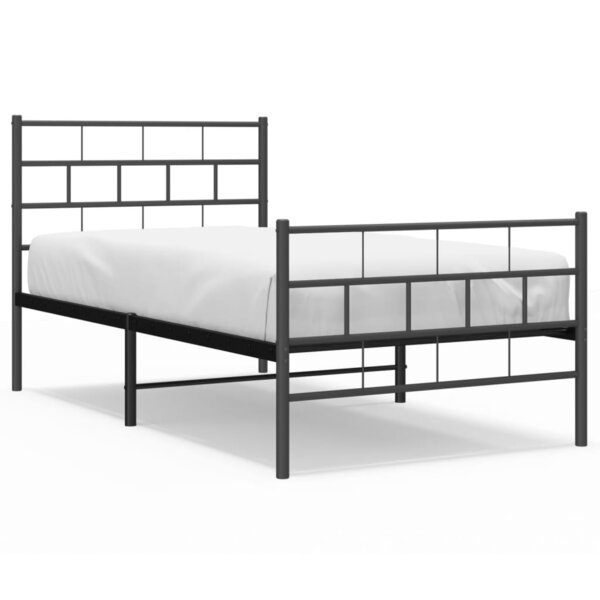 vidaXL Cadre de lit métal sans matelas avec pied de lit noir 90x190 cm