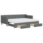 vidaXL Lit de jour avec gigogne et tiroirs gris foncé 80x200 cm tissu