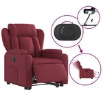 vidaXL Fauteuil inclinable électrique rouge bordeaux tissu