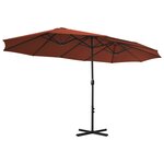 vidaXL Parasol avec poteau en aluminium 460 x 270 cm Terre cuite