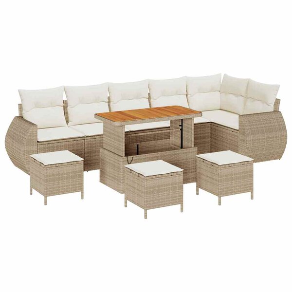 vidaXL Ensemble de canapé de jardin 10 Pièces Beige et crème Poly Rattan