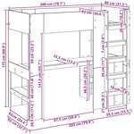 vidaXL Cadre de lit superposé avec bureau Gris Sonoma 80 x 200 cm