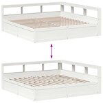 vidaXL Lit bibliothèque sans matelas blanc 180x200 cm bois pin massif
