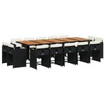 vidaXL Ensemble à manger de jardin 15 Pièces coussins noir résine tressée