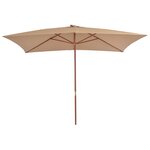 vidaXL Parasol d'extérieur avec mât en bois 200 x 300 cm Taupe