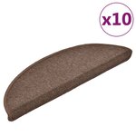 vidaXL Tapis d'escalier 10 pièces 56 x 17 x 3 cm marron café demi-rond