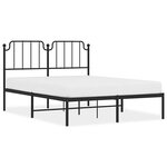 vidaXL Cadre de lit métal sans matelas avec tête de lit noir 135x190cm