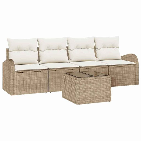 vidaXL Ensemble de canapé de jardin Beige 55 x 55 x 37 cm polyrotin