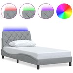 vidaXL Cadre de lit avec LED sans matelas gris clair 100x200 cm tissu