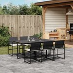 vidaXL Ensemble à manger de jardin coussins 7 Pièces noir résine tressée