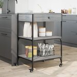 vidaXL Chariot de cuisine sonoma gris 60x48x89 5 cm bois d'ingénierie
