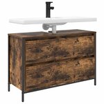 vidaXL Meuble de salle de bain lavabo tiroirs chêne fumé 90x34 5x60 cm