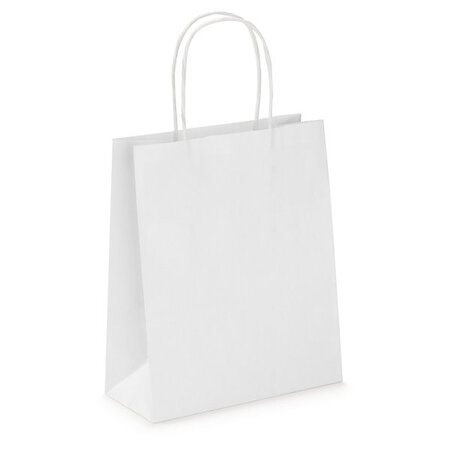 Mini sac kraft blanc à poignées torsadées raja 18 x 22 x 8 cm (lot de 50)