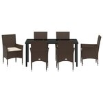 vidaXL Ensemble de salle à manger pour jardin 7 Pièces Marron Poly rotin