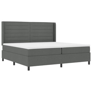 vidaXL Lit à ressort LED avec matelas Gris foncé 200 x 200 cm tissu