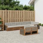 vidaXL Ensemble de canapés d'extérieur 8 Pièces Naturel et gris clair