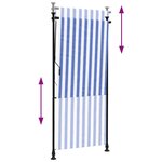 vidaXL Store roulant d'extérieur bleu et blanc 100x270 cm tissu acier