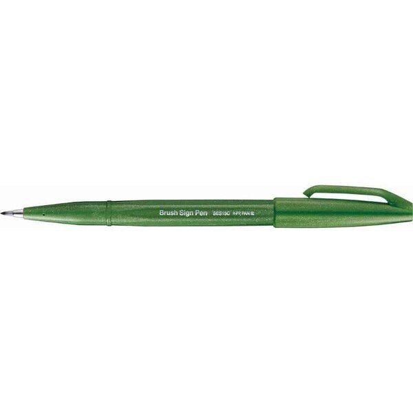 Stylo feutre brush sign pen ses 15  vert olive x 10 pentel arts