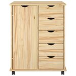 vidaXL Cabinet roulant Marron 63 5 x 39 x 79 cm Bois de Pin Massif
