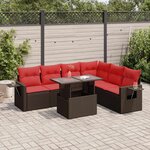vidaXL Salon de jardin avec coussins 7 Pièces gris résine tressée acacia