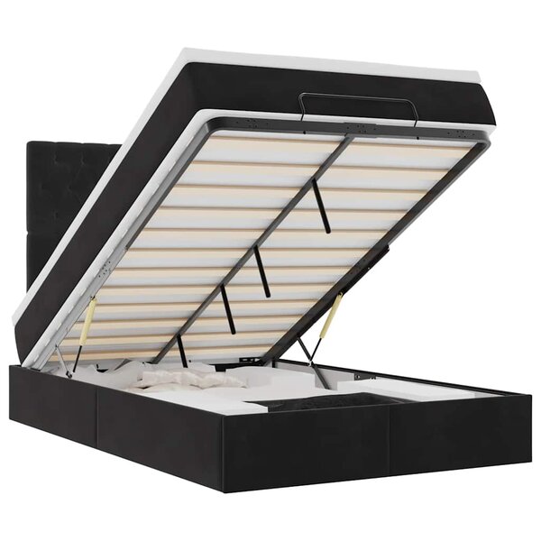 vidaXL Cadre de lit ottoman avec matelas noir 120x200 cm velours
