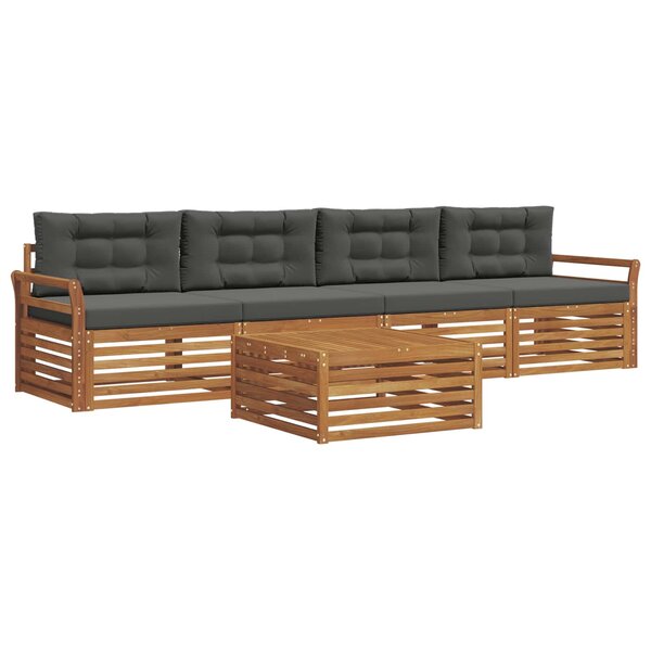 vidaXL Ensemble de canapés d'extérieur 5 pc Naturel et Anthracite