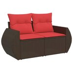 vidaXL Salon de jardin avec coussins 7Pièces marron résine tressée acacia