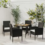 vidaXL Ensemble à manger d'extérieur 5 Pièces Résine tressée Noir