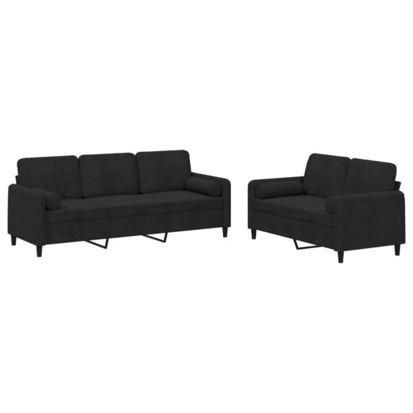 vidaXL Ensemble de canapés 2 Pièces avec coussins noir velours