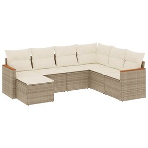 vidaXL Salon de jardin avec coussins 7 Pièces beige résine tressée