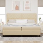 vidaXL Lit box avec matelas crème 200 x 200 cm en tissu.