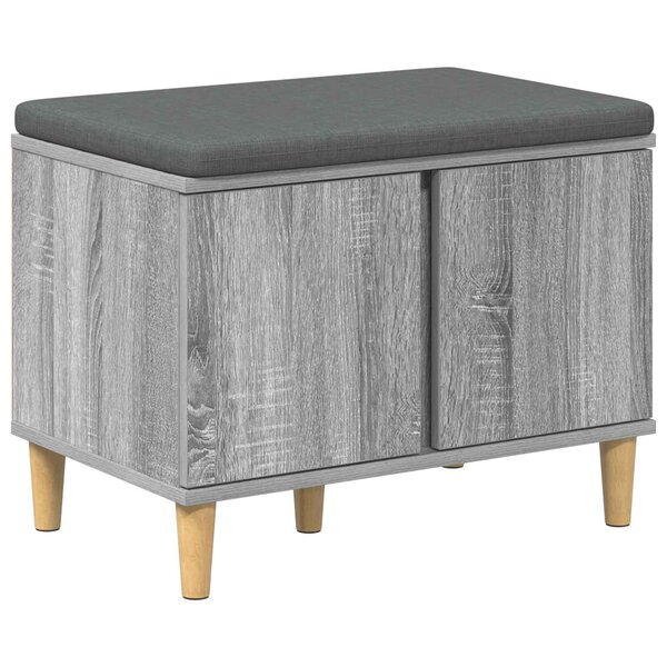 vidaXL Banc d'entrée avec coussin Gris Sonoma 60 x 38 x 46 cm