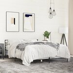 vidaXL Cadre de lit sonoma gris 150x200 cm bois d'ingénierie et métal