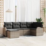 vidaXL Ensemble de canapé de jardin 6 pièces avec coussins gris en poly rattan