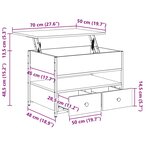 vidaXL Table basse chêne sonoma 70x50x50 cm bois d'ingénierie et métal