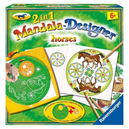 Mandala - format midi chevaux - ravensburger - loisirs créatifs - dessins enfants au pochoir - des 6 ans
