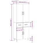 vidaXL Buffet haut Sonoma gris 69 5x34x180 cm Bois d'ingénierie