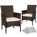 Tectake Lot de 2 fauteuils de jardin acier avec 2 sets de housses - noir/marron