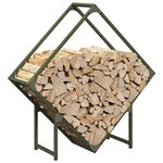 vidaXL Portant de bois chauffage vert olive 80x25x80 cm