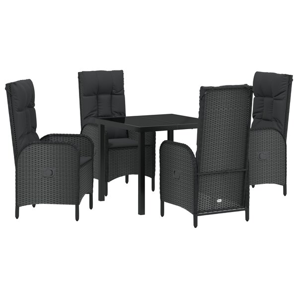 vidaXL Ensemble de salle à manger de jardin 5 pièces en poly rotin noir