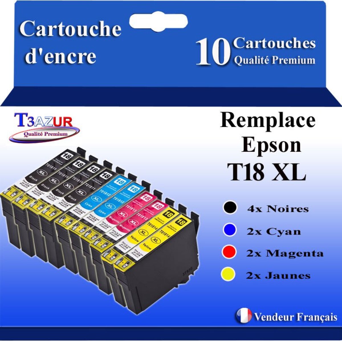 10 Cartouches D'encre Génériques Pour Imprimante Epson XP-302 – Neuves, Compatibles Jet D'encre